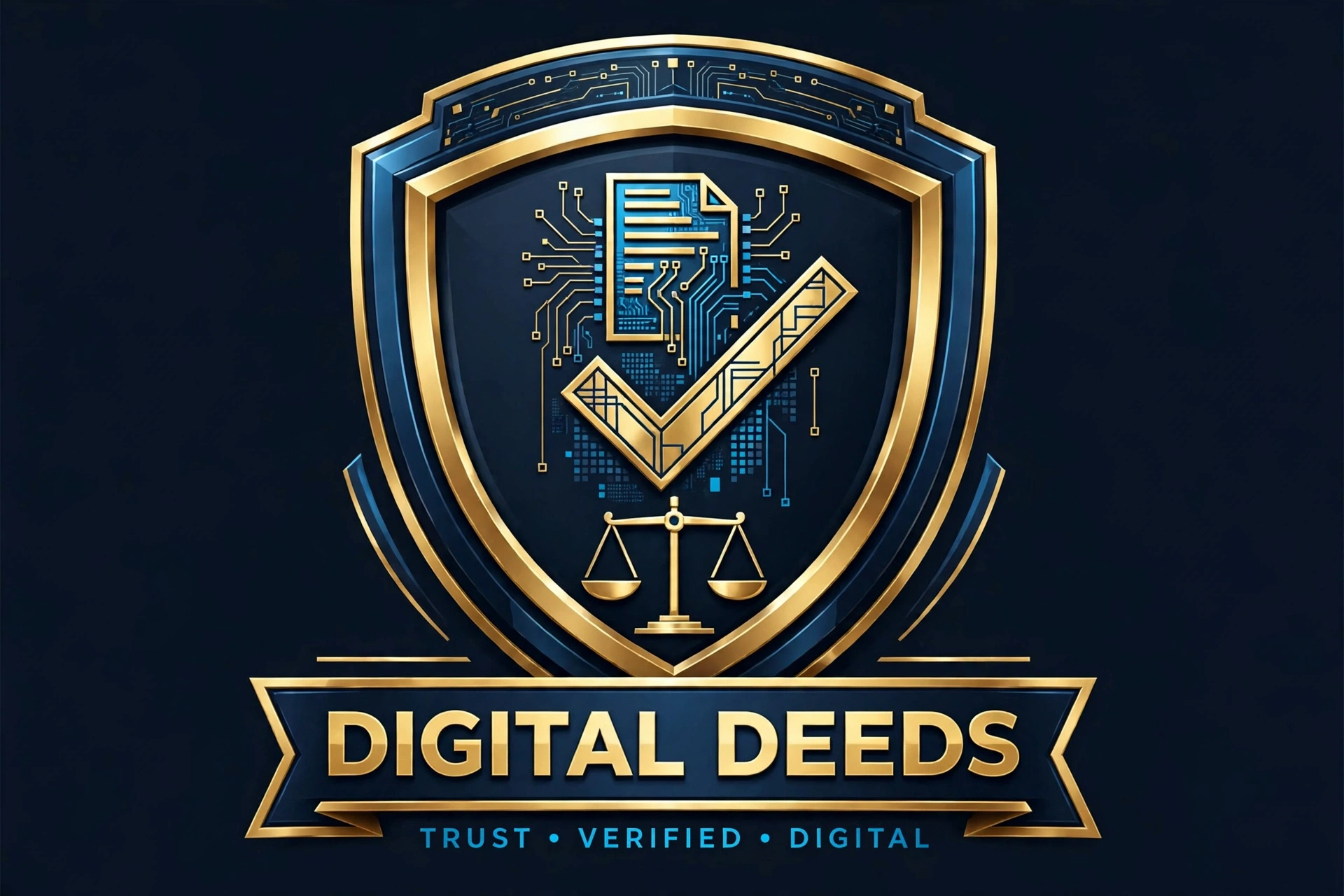 Option 1: Digital Deeds shield with deed, checkmark and scales