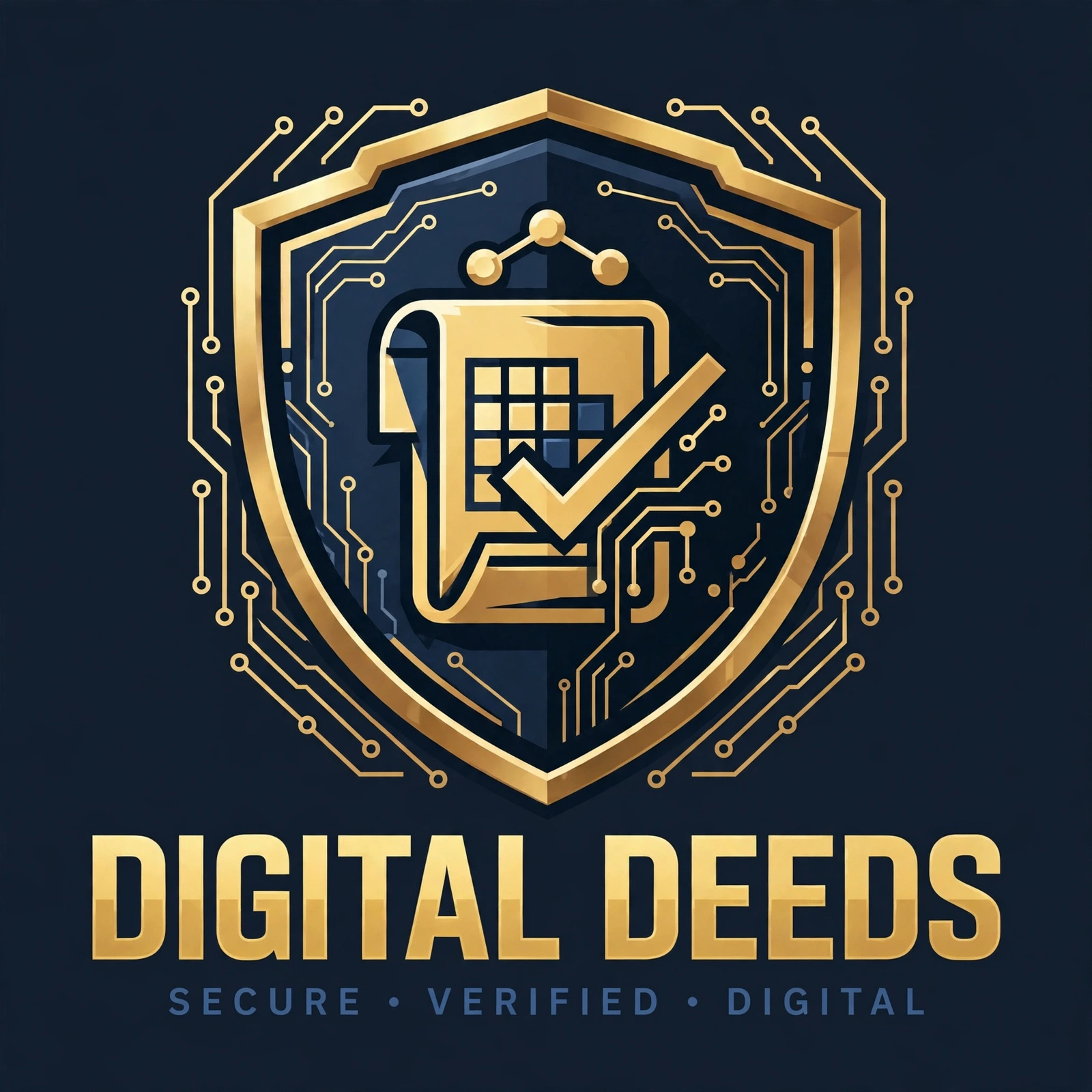 Option 3: Digital Deeds shield with scroll and circuitry
